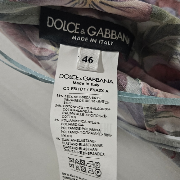 DOLCE&GABBANA Floral-print silk-blend crepe and lace dress size 10 - Picture 7 of 7